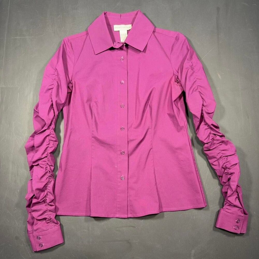 Y2K Doncaster Pink ruffle sleeve button up blouse Size 4 #feminine #blouse #y2k
